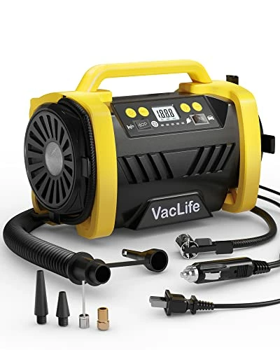 Hot Sale ⌛ VacLife Tire Inflator Portable Air Compressor - 12V DC/110V AC Car Tire Pump For Air Mattress Beds, Boats With Inflation And Deflation Modes, Dual Powerful Motors, Model: ATJ-6588, Yellow (VL758) ???? 3 Hot Sale ⌛ VacLife Tire Inflator Portable Air Compressor - 12V DC/110V AC Car Tire Pump For Air Mattress Beds, Boats With Inflation And Deflation Modes, Dual Powerful Motors, Model: ATJ-6588, Yellow (VL758) ????