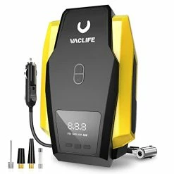 Wholesale ???? Tire Inflator Portable Air Compressor - Air Pump For Car Tires (up To 50 PSI), 12V DC Tire Pump For Bikes (up To 150 PSI) W/LED Light, Digital Pressure Gauge, Model: ATJ-1166, Yellow (VL701) ????