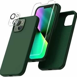 Flash Sale ✨ [5 In 1 For IPhone 14 Pro Max Case, With 2 Pack Screen Protector + 2 Pack Camera Lens Protector, Liquid Silicone [Full Body] Protection Shockproof [Drop Protection] 6.7 Inches, Dark Purple 13mini-blue ???? -Wagner Shop 417lu7ZnngL. AC