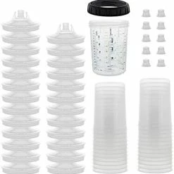 Outlet ???? Paint System MPS Disposable Paint Spray Gun Cup Liners And Lid System, 40 Pack Standard Size 20 Ounce (600ml) Kit - 40 Cup Liners, 40 Lids With Strainer, 1 Hard Cup With Retainer Ring, 10 Plug ???? -Wagner Shop 4186jws lmL. AC