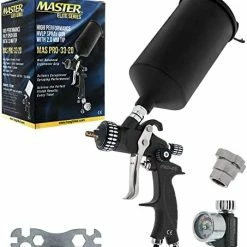 Promo ❤️ HP Pro-33 Series High Performance HVLP Spray Gun Ultimate Kit With 3 Fluid Tip Sets 1.3, 1.4 & 1.8mm And Air Pressure Regulator Gauge, MPS Cup Adapter - Automotive Basecoats, Clearcoats Prim ???? -Wagner Shop 419JVfj2JrL. AC
