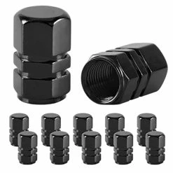 Hot Sale ???? JUSTTOP Car Tire Valve Stem Caps, 12pcs Air Caps Cover, Universal For Cars, SUVs, Bike, Trucks And Motorcycles-Black ⌛