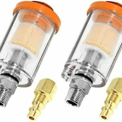 Outlet ???? Beduan Water Oil Separator Filter, 1/4" NPT Male And Female Thread Spray Gun Filters Air Line Compressor Fitting （Pack Of 2） Silver ???? -Wagner Shop 41IFpn rJsL. AC