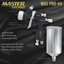 Outlet ???? Elite PRO-44 Series High Performance HVLP Spray Gun With 1.3mm Tip With Air Pressure Regulator Gauge - Ideal For Automotive Basecoats, Clearcoats - Advanced Atomization Technology ???? -Wagner Shop 41JzRDw9eaL