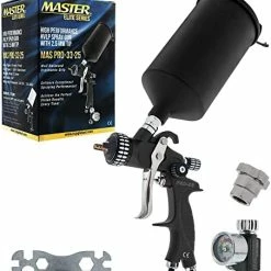 Promo ❤️ HP Pro-33 Series High Performance HVLP Spray Gun Ultimate Kit With 3 Fluid Tip Sets 1.3, 1.4 & 1.8mm And Air Pressure Regulator Gauge, MPS Cup Adapter - Automotive Basecoats, Clearcoats Prim ???? -Wagner Shop 41RWoEL57OL. AC