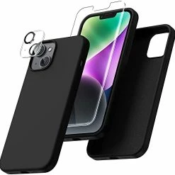 Flash Sale ✨ [5 In 1 For IPhone 14 Pro Max Case, With 2 Pack Screen Protector + 2 Pack Camera Lens Protector, Liquid Silicone [Full Body] Protection Shockproof [Drop Protection] 6.7 Inches, Dark Purple 13mini-blue ???? -Wagner Shop 41Swz6VroWL. AC
