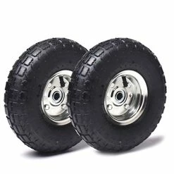 New ⌛ (2 Pack) AR-PRO 10" Heavy-Duty Replacement Tire And Wheel - 4.10/3.50-4" With 10" Inner Tube, 5/8" Axle Bore Hole, 2.2" Offset Hub And Double Sealed Bearings For Hand Trucks And Gorilla Cart Silver ????