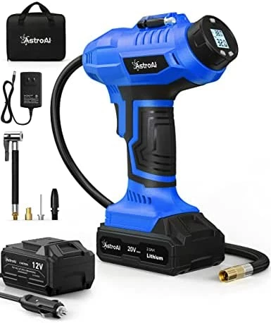 Promo ???? Cordless Tire Inflator Air Compressor 20V Rechargeable Battery Powered 160PSI Portable Handheld Air Pump With 12V Car Power Adapter Digital Pressure Gauge For Cars Motorcycles ACJY21LIDCYE 2-blue ???? 7 Promo ???? Cordless Tire Inflator Air Compressor 20V Rechargeable Battery Powered 160PSI Portable Handheld Air Pump With 12V Car Power Adapter Digital Pressure Gauge For Cars Motorcycles ACJY21LIDCYE 2-blue ???? - Image 5