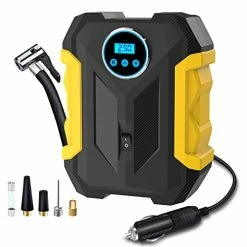 Flash Sale ???? Digital Air Compressor For Car Auto Pump Portable Tire Inflator With LED Light DC 12V Yellow ????