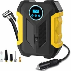 Flash Sale ???? Digital Air Compressor For Car Auto Pump Portable Tire Inflator With LED Light DC 12V Yellow ???? -Wagner Shop 41WO0hyboxL. AC