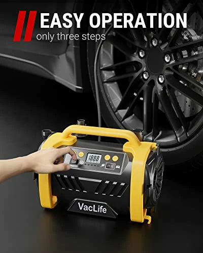 Hot Sale ⌛ VacLife Tire Inflator Portable Air Compressor - 12V DC/110V AC Car Tire Pump For Air Mattress Beds, Boats With Inflation And Deflation Modes, Dual Powerful Motors, Model: ATJ-6588, Yellow (VL758) ???? 5 Hot Sale ⌛ VacLife Tire Inflator Portable Air Compressor - 12V DC/110V AC Car Tire Pump For Air Mattress Beds, Boats With Inflation And Deflation Modes, Dual Powerful Motors, Model: ATJ-6588, Yellow (VL758) ???? - Image 3