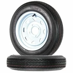 Best deal ???? ECustomRim Two Trailer Tires On Rims 4.80-12 480-12 4.80 X 12 LRB 4Lug Wheel White Spok ????