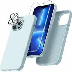 Flash Sale ✨ [5 In 1 For IPhone 14 Pro Max Case, With 2 Pack Screen Protector + 2 Pack Camera Lens Protector, Liquid Silicone [Full Body] Protection Shockproof [Drop Protection] 6.7 Inches, Dark Purple 13mini-blue ???? -Wagner Shop 41Zrzfxk9VL. AC