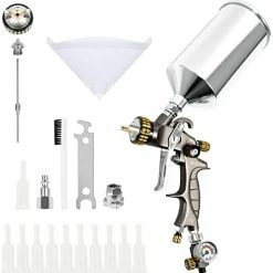 New ⌛ HVLP Air Spray Gun 1.3/1.4/1.8mm Nozzle 1000ml Capacity 14.5CFM 30-43psi With 11 Filters 10pcs 190M Paint Strainers Air Control Valve 1/4" Connector And Type 2 Adapter ❤️ -Wagner Shop 41aKbnAJB6L. AC