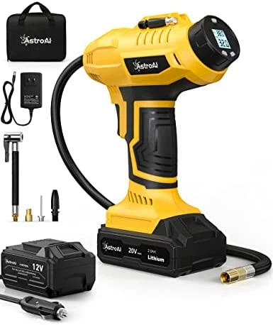 Promo ???? Cordless Tire Inflator Air Compressor 20V Rechargeable Battery Powered 160PSI Portable Handheld Air Pump With 12V Car Power Adapter Digital Pressure Gauge For Cars Motorcycles ACJY21LIDCYE 2-blue ???? 6 Promo ???? Cordless Tire Inflator Air Compressor 20V Rechargeable Battery Powered 160PSI Portable Handheld Air Pump With 12V Car Power Adapter Digital Pressure Gauge For Cars Motorcycles ACJY21LIDCYE 2-blue ???? - Image 4