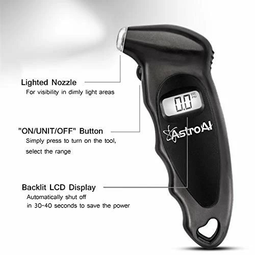 New ⭐ Digital Tire Pressure Gauge With Replaceable AAA Batteries, 150 PSI 4 Settings Stocking Stuffers For Car Truck Bicycle Backlit LCD Non-Slip Grip Car Accessories, Black ???? 6 New ⭐ Digital Tire Pressure Gauge With Replaceable AAA Batteries, 150 PSI 4 Settings Stocking Stuffers For Car Truck Bicycle Backlit LCD Non-Slip Grip Car Accessories, Black ???? - Image 4