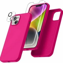 Flash Sale ✨ [5 In 1 For IPhone 14 Pro Max Case, With 2 Pack Screen Protector + 2 Pack Camera Lens Protector, Liquid Silicone [Full Body] Protection Shockproof [Drop Protection] 6.7 Inches, Dark Purple 13mini-blue ???? -Wagner Shop 41wBM6ChiL. AC