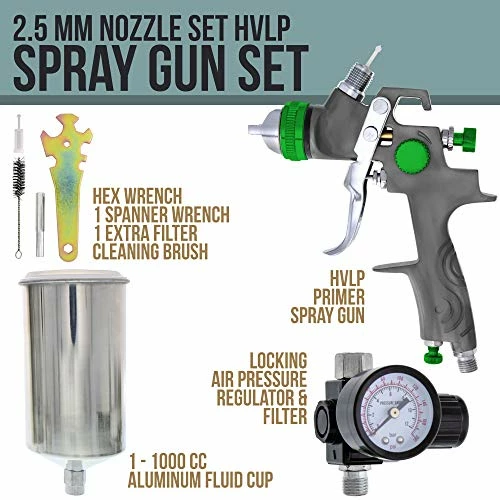 Wholesale ???? Brand Professional New 2.5mm HVLP Spray Gun- Great For High Build Auto Paint Primer - Metal Flake Application And Any Heavy Bodied Paint Or Primer Material -with Air Regulator ✨ 4 Wholesale ???? Brand Professional New 2.5mm HVLP Spray Gun- Great For High Build Auto Paint Primer - Metal Flake Application And Any Heavy Bodied Paint Or Primer Material -with Air Regulator ✨ - Image 2