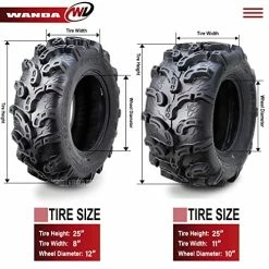 Coupon ???? Set Of 4 New Premium WANDA ATV/UTV Tires 25x8-12 Front & 25x11-10 Rear /6PR P375 Super Lug Mud ???? -Wagner Shop 511dlMV0u1L