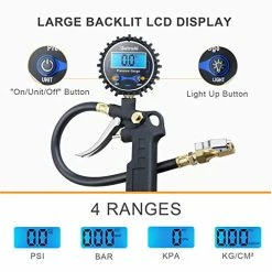 Best Pirce ???? Digital Tire Pressure Gauge With Inflator, 250 PSI Air Chuck And Compressor Accessories Heavy Duty With Quick Connect Coupler, 0.1 Display Resolution, Car Accessories For SUV, Truck, RV ????