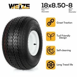 Discount ???? WEIZE 18x8.50-8 Lawn Mower Tires With Rim, 18x8.5-8 Tractor Turf Tire, 4 Ply Tubeless, 815lbs Capacity, Set Of 2 ✔️