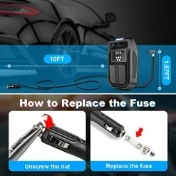 Discount ???? Tire Inflator Portable Air Compressor 12V DC Car Air Pump With Digital Display, LED Light, Auto Shut Off Function, Set Of Nozzle Adaptors For Car, Motorcycle, Bicycle, Ball, And Other Inflatables Black ???? -Wagner Shop 51BwsHOjcQL