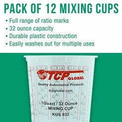 Top 10 ???? Custom Shop Pack Of 12 Each 32 Ounce Paint Mix Cups With Calibrated Mixing Ratios On Side Epoxy Resinof Cup Cups - Pack Of 12 ???? -Wagner Shop 51JGQkzBgxL