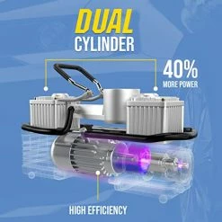 Buy ???? 12V Portable Air Compressor, 150PSI Dual Cylinder Metal Pump Tire Inflator, Heavy-Duty Tire Pump With LED Night Light/Auto Shut-Off For SUVs/Trucks Silv ???? -Wagner Shop 51K7ujkyoML