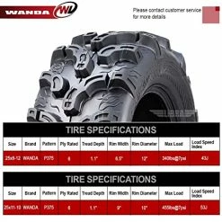 Coupon ???? Set Of 4 New Premium WANDA ATV/UTV Tires 25x8-12 Front & 25x11-10 Rear /6PR P375 Super Lug Mud ???? -Wagner Shop 51MUpwPeefL