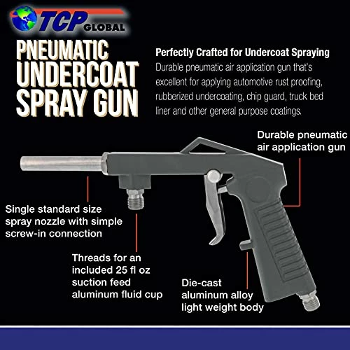 Buy ???? TCP Global Air Undercoating Spray Gun With Suction Feed Cup - Apply Sprayable Truck Bed Liner ???? Coating, Rubberized Undercoat, Rust Proofing, Chip Guard Paint - Pneumatic Automotive Application Sprayer ???? 4 Buy ???? TCP Global Air Undercoating Spray Gun With Suction Feed Cup - Apply Sprayable Truck Bed Liner ???? Coating, Rubberized Undercoat, Rust Proofing, Chip Guard Paint - Pneumatic Automotive Application Sprayer ???? - Image 2