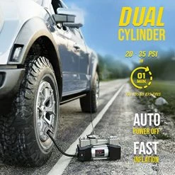 Buy ???? 12V Portable Air Compressor, 150PSI Dual Cylinder Metal Pump Tire Inflator, Heavy-Duty Tire Pump With LED Night Light/Auto Shut-Off For SUVs/Trucks Silv ???? -Wagner Shop 51P2IWFN0gL