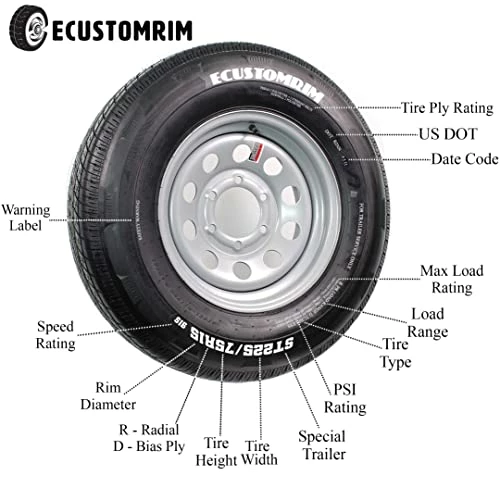 Budget ???? T215/75D14 Loadstar Trailer Tire LRC On 5 Bolt Silver Spoke Wheel ???? 4 Budget ???? T215/75D14 Loadstar Trailer Tire LRC On 5 Bolt Silver Spoke Wheel ???? - Image 2