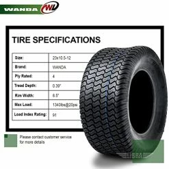 Best Pirce ???? Set 2 WANDA 23x10.5-12 Lawn Mower Cart Turf Tires P332 /4 Ply - 13049 ???? -Wagner Shop 51RqGSZGvgL