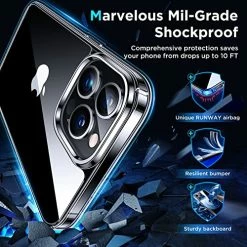 Cheap ???? Ultra Clear Designed For IPhone 14 Pro Max Case, [Non-Yellowing] [10 FT Military Drop Protection] Slim Fit Yet Protective Shockproof Bumper With Airbag Case Cover 6.7 Inch- Crystal Clear H-fluorescent Green ???? -Wagner Shop 51TuzAgXTbL