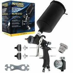 Promo ❤️ HP Pro-33 Series High Performance HVLP Spray Gun Ultimate Kit With 3 Fluid Tip Sets 1.3, 1.4 & 1.8mm And Air Pressure Regulator Gauge, MPS Cup Adapter - Automotive Basecoats, Clearcoats Prim ????