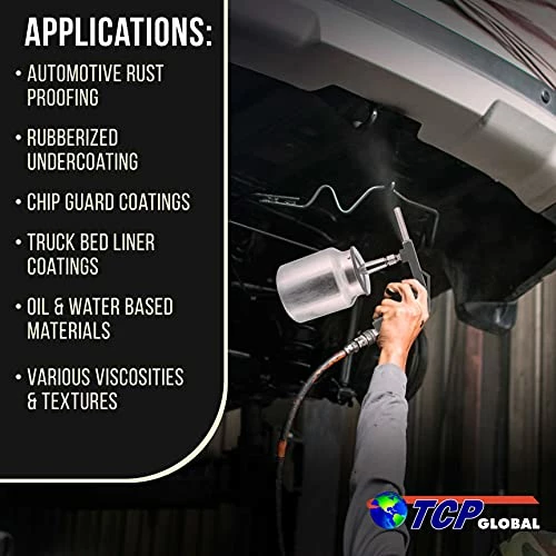 Buy ???? TCP Global Air Undercoating Spray Gun With Suction Feed Cup - Apply Sprayable Truck Bed Liner ???? Coating, Rubberized Undercoat, Rust Proofing, Chip Guard Paint - Pneumatic Automotive Application Sprayer ???? 6 Buy ???? TCP Global Air Undercoating Spray Gun With Suction Feed Cup - Apply Sprayable Truck Bed Liner ???? Coating, Rubberized Undercoat, Rust Proofing, Chip Guard Paint - Pneumatic Automotive Application Sprayer ???? - Image 4