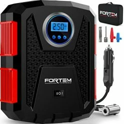 Best Pirce ❤️ FORTEM Tire Inflator Portable Air Compressor 150 PSI, Bike Pump, 12V Electric Air Pump For Car Tires And Bicycles W/LED Light, Digital Tire Pressure Gauge W/Auto Pump/Shut Off, Carrying Case (Red) ✨