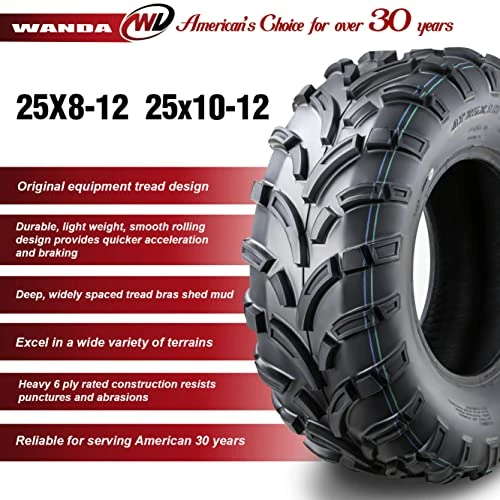 Best Pirce ???? Set Of 4 New WANDA ATV/UTV Tires 25x8-12 Front & 25x10-12 Rear /6PR P373 - 10243/10244 … ???? 4 Best Pirce ???? Set Of 4 New WANDA ATV/UTV Tires 25x8-12 Front & 25x10-12 Rear /6PR P373 - 10243/10244 … ???? - Image 2