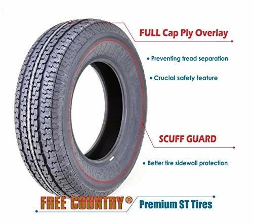 Best deal ???? Set Of 2 New Premium FREE COUNTRY Trailer Tires ST 205/75R15 8PR/Load Range D W/Scuff Gu ???? 4 Best deal ???? Set Of 2 New Premium FREE COUNTRY Trailer Tires ST 205/75R15 8PR/Load Range D W/Scuff Gu ???? - Image 2