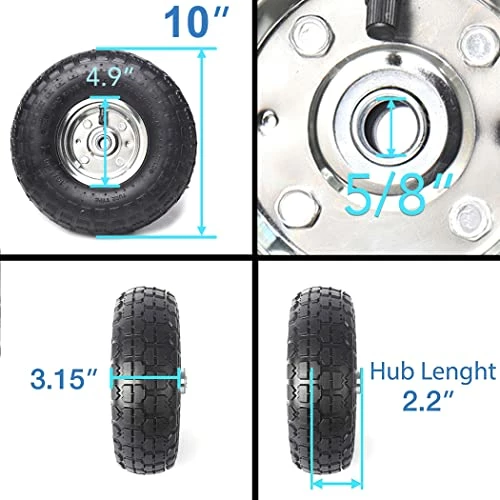 New ⌛ (2 Pack) AR-PRO 10" Heavy-Duty Replacement Tire And Wheel - 4.10/3.50-4" With 10" Inner Tube, 5/8" Axle Bore Hole, 2.2" Offset Hub And Double Sealed Bearings For Hand Trucks And Gorilla Cart Silver ???? 4 New ⌛ (2 Pack) AR-PRO 10" Heavy-Duty Replacement Tire And Wheel - 4.10/3.50-4" With 10" Inner Tube, 5/8" Axle Bore Hole, 2.2" Offset Hub And Double Sealed Bearings For Hand Trucks And Gorilla Cart Silver ???? - Image 2