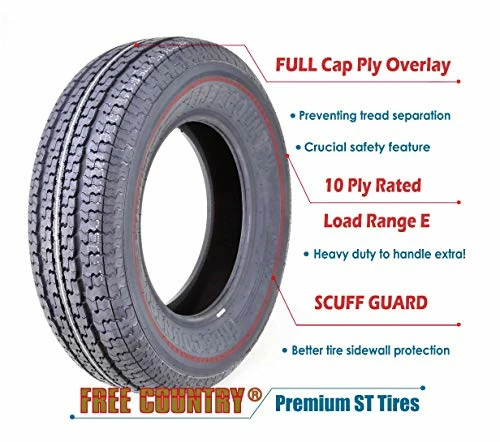 Best Pirce ???? 4 Heavy Duty FREE COUNTRY Trailer Tires ST205/75R15 10PR Load Range E Steel Belted Radial W/Scuff Guard ???? 4 Best Pirce ???? 4 Heavy Duty FREE COUNTRY Trailer Tires ST205/75R15 10PR Load Range E Steel Belted Radial W/Scuff Guard ???? - Image 2