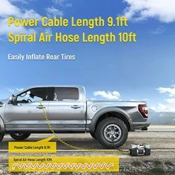 Buy ???? 12V Portable Air Compressor, 150PSI Dual Cylinder Metal Pump Tire Inflator, Heavy-Duty Tire Pump With LED Night Light/Auto Shut-Off For SUVs/Trucks Silv ???? -Wagner Shop 51dO2QonPAL