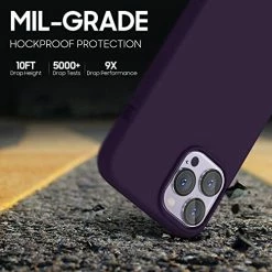 Flash Sale ✨ [5 In 1 For IPhone 14 Pro Max Case, With 2 Pack Screen Protector + 2 Pack Camera Lens Protector, Liquid Silicone [Full Body] Protection Shockproof [Drop Protection] 6.7 Inches, Dark Purple 13mini-blue ???? -Wagner Shop 51eu1P1dyrL