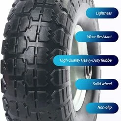 Cheapest ???? 4.10/3.50-4” Tire And Wheel Flat Free, 2 Pack 10” Solid Tires, 5/8" Axle Bore Hole, 2 1/4” Offset Hub For Dolly Hand Truck Utility Carts ???? -Wagner Shop 51jalCbuGDL