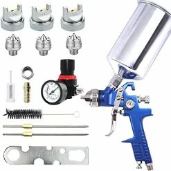 Best deal ???? Auto Paint Spray Gun Kit: HVLP Gravity Feed Spray Gun With 1.4mm 1.7mm 2.5mm Nozzles, Air Spray Gun With 1000cc Aluminum Cup & Gauge For Auto Paint, Primer, Clear/Top ???? Coat & Touch-Up Blu ???? -Wagner Shop 51kYEll8coL. AC