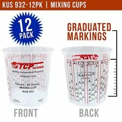 Top 10 ???? Custom Shop Pack Of 12 Each 32 Ounce Paint Mix Cups With Calibrated Mixing Ratios On Side Epoxy Resinof Cup Cups - Pack Of 12 ????