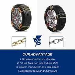 Deals ❤️ Tire Chains, 8 Pack Snow Chains For Car SUV Pickup Trucks, For Tire Width 185-265mm(7.3-10.4 Inch), Adjustable Universal Emergency Thickening Chains ???? 10 Deals ❤️ Tire Chains, 8 Pack Snow Chains For Car SUV Pickup Trucks, For Tire Width 185-265mm(7.3-10.4 Inch), Adjustable Universal Emergency Thickening Chains ???? -Wagner Shop 51mMdlvywlL