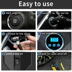 Flash Sale ???? Digital Air Compressor For Car Auto Pump Portable Tire Inflator With LED Light DC 12V Yellow ???? -Wagner Shop 51ppS9rGW2S