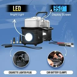 Buy ???? 12V Portable Air Compressor, 150PSI Dual Cylinder Metal Pump Tire Inflator, Heavy-Duty Tire Pump With LED Night Light/Auto Shut-Off For SUVs/Trucks Silv ???? -Wagner Shop 51puBl1ifdL