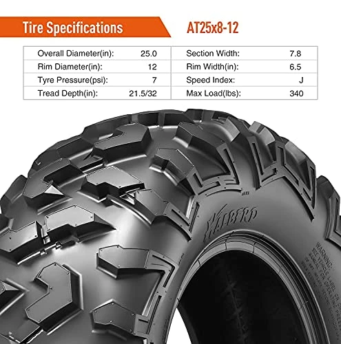 Hot Sale ???? ATV Tires, 25x8-12 & 25x10-12 ATV Tires, 6PR 25x8x12 25x10x12 All Terrain ATV UTV Off-Road Tires(Set Of 4, Tubeless) ❤️ 6 Hot Sale ???? ATV Tires, 25x8-12 & 25x10-12 ATV Tires, 6PR 25x8x12 25x10x12 All Terrain ATV UTV Off-Road Tires(Set Of 4, Tubeless) ❤️ - Image 4